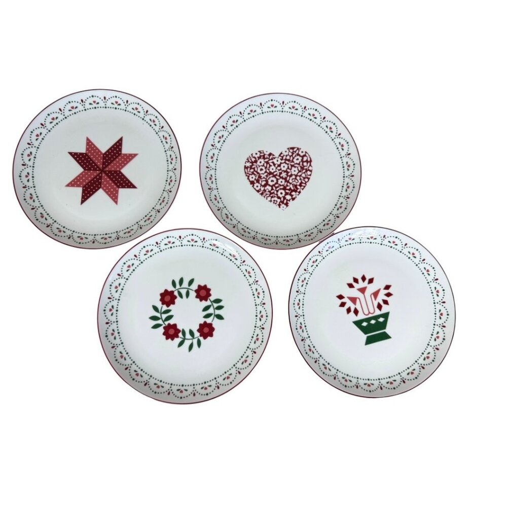 Set of 4 Quilt Theme Plates